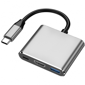 Hub Type C 3in1 Hỗ Trợ HDMI, USB 3.0, Sạc Nhanh PD